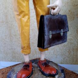 Paper Mache Clerk Sculpture Unique Office Decor, Art Figurine - thumbnail 4