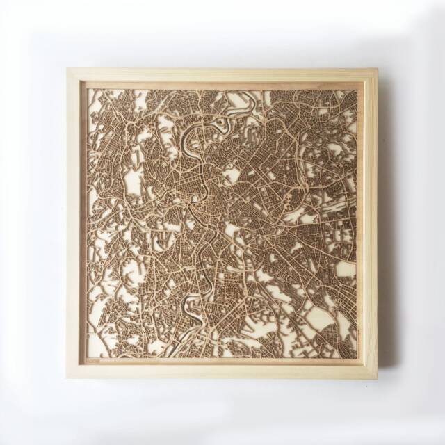 Rome Wooden Street Map - Laser Cut Framed Wall Art - image 1