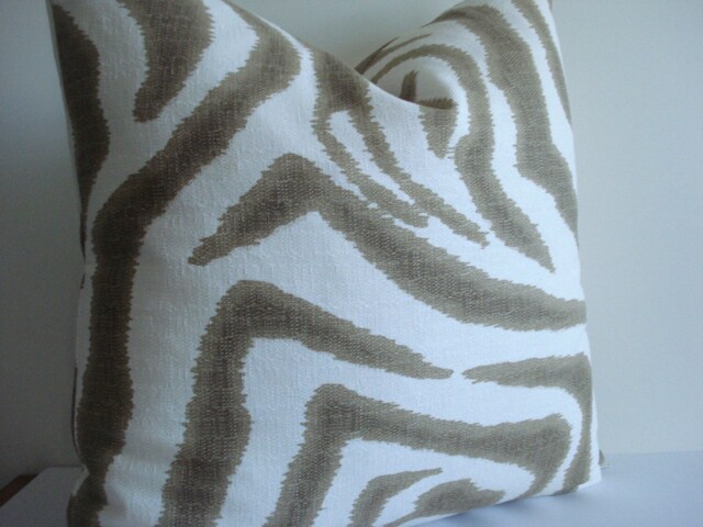 Animal Print Pillow Cover - Taupe Tan Geometric Design - image 1