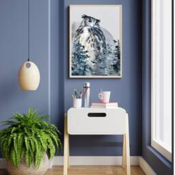 Full Moon Print, Phase Lounge Wall Art, Watercolour Artwork, Gallery Wall, Illustration, Lunar Prints UK A5, A4, A3 - thumbnail 3
