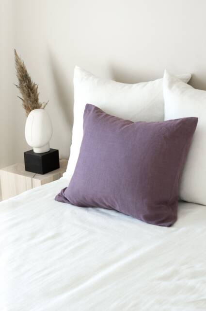 Linen Pillow Case in Dusty Lavender With Envelope Closure/Washed Linen Cases Purple/Custom Size Shams - image 1