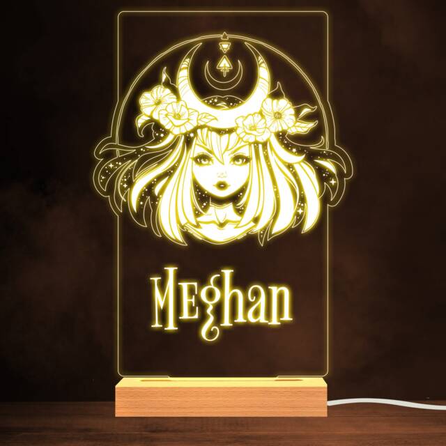 Mystical Fantasy Girl With Flowers Warm White Lamp Personalised Gift Night Light - Bedroom - image 1