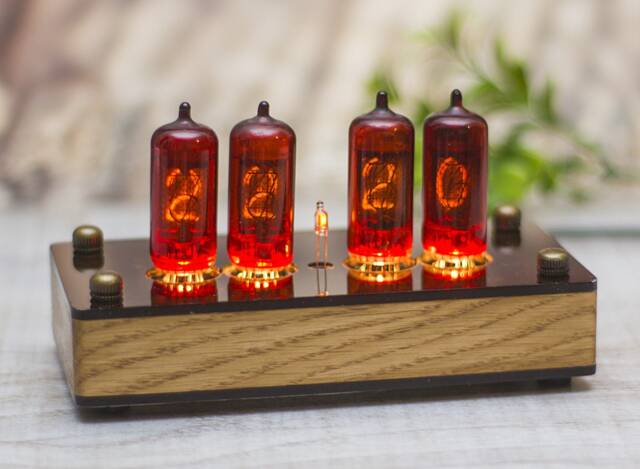 Z573 Nixie Clock Handmade Oak, Wi-Fi Controlled, Multicolor Backlight - image 1