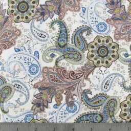 Paisley Kitchen Valance - Floral Brown, Blue, White Farmhouse Country Curtain - thumbnail 2