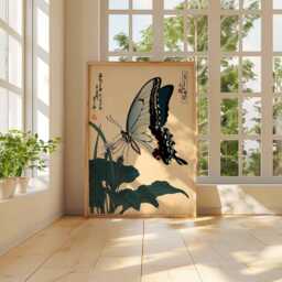 Vintage Butterfly Art Print, Japanese Ukiyo-E Woodblock Poster, Traditional Botanical Kacho-E Wall Decor, Nature Lover Gift - thumbnail 3