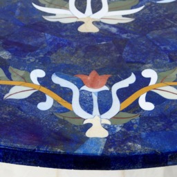80 cm Pietra Dura Marble Lapis Lazuli Coffee Table Florentine Mosaic Inlaid Living Room Marble Inlay Afghanistan - Lapis - thumbnail 4