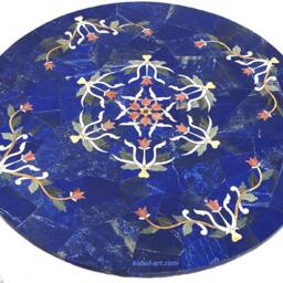 80 cm Pietra Dura Marble Lapis Lazuli Coffee Table Florentine Mosaic Inlaid Living Room Marble Inlay Barass Afghanistan - Lapis - thumbnail 3