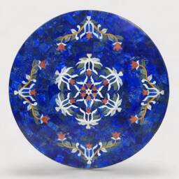 80 cm Pietra Dura Marble Lapis Lazuli Coffee Table Florentine Mosaic Inlaid Living Room Marble Inlay Barass Afghanistan - Lapis - thumbnail 2