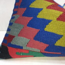 Vintage Turkish Kilim Pillow Cover, Handwoven Accent Cushion - 16x24 - thumbnail 3