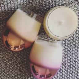 Ombre Soy Wax Candle Stemless Wine Glass, Metallic Decor - thumbnail 2