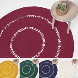 Cotton Handmade Crochet Braided Rug, Round Rug For Living Room - thumbnail 2
