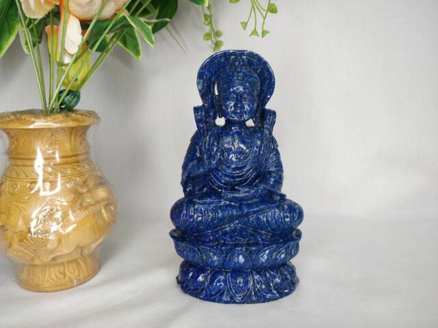 Lapis Buddha, Gautam Meditating Buddha, Buddha Figurine, Carved Stone Natural Stone Gemstone Carvings, Handcarvings - image 1