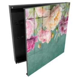 Floral Elegance Wall Mounted Key Cabinet, Green Box For Wall, Painterly Flowers & Plants, Lovers Of Nature - thumbnail 1