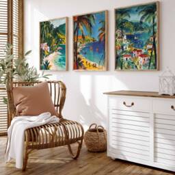 Set Of 3 Haiti Posters, Vintage Haitian Aesthetic Prints, Caribbean Travel Art, Floral Wall Art Poster, Tropical - thumbnail 2