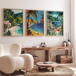 Set Of 3 Haiti Posters, Vintage Haitian Aesthetic Prints, Caribbean Travel Art, Floral Wall Art Poster, Tropical - thumbnail 4