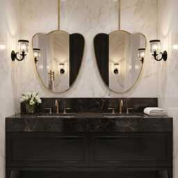Wavy Brass Hanging Mirror - Ceiling Mounted Bathroom Decor - thumbnail 3