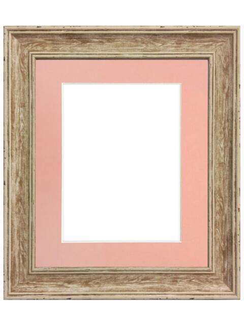 Scandi Distressed Wood Photo Frame With Pink Mount - image 1