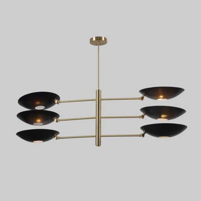 Stilnovo Style Sputnik Chendilier Matte Black & Raw Brass Finish Pendent Light - image 1