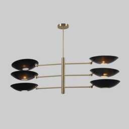 Stilnovo Style Sputnik Chendilier Matte Black & Raw Brass Finish Pendent Light - thumbnail 1