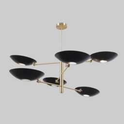 Stilnovo Style Sputnik Chendilier Matte Black & Raw Brass Finish Pendent Light - thumbnail 3