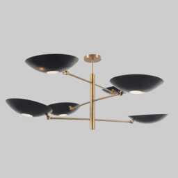 Stilnovo Style Sputnik Chendilier Matte Black & Raw Brass Finish Pendent Light - thumbnail 2