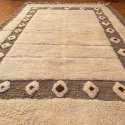 Handmade Brown & White Wool Mrirt Rug - 5.7 X 8.5 Ft Moroccan Berber Boho - thumbnail 2
