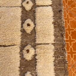 Handmade Brown & White Wool Mrirt Rug - 5.7 X 8.5 Ft Moroccan Berber Boho - thumbnail 3