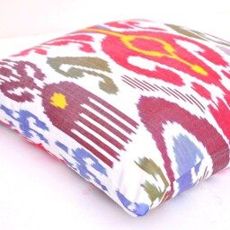 20x20 Multicolor Silk Ikat Pillow Cover, Handloom Cushion - thumbnail 2