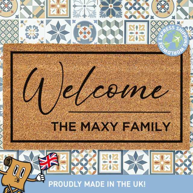 Family Name Welcome Mat, Custom Home Decor, New Owner Gift, Porch Decor Rug, Housewarming Realtor - image 1