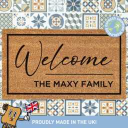 Family Name Welcome Mat, Custom Home Decor, New Owner Gift, Porch Decor Rug, Housewarming Realtor - thumbnail 1