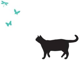 Cat Wall Decal With Butterflies Or Dragonflies - Kids Stickers Available in Different Colors ~ Cute For Nursery Decor