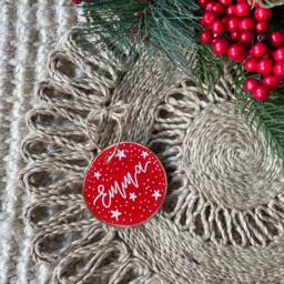 Hand Painted Illustrated Personalised Wood Slice Christmas Tree Decoration/stars - thumbnail 2