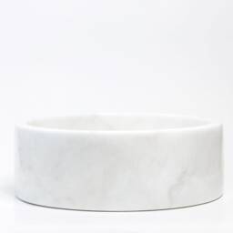 Natural Stone Vessel Bathroom Sink, Blizz Blanc Marble, Vanity Basin - thumbnail 4