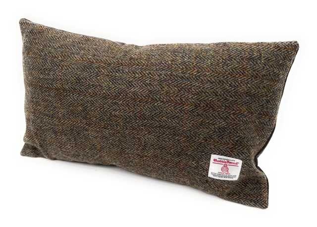 Harris Tweed Brown Herringbone Rectangular Cushion Cover 44cm X 26cm - image 1