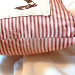 Vintage Baseball Pillow Cover Red French Ticking, 16x16 - thumbnail 4
