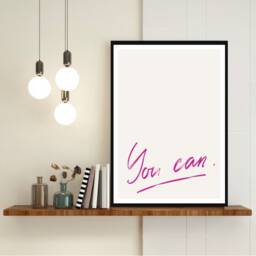 Motivational Quote Print, Text Poster, Typography You Can Pink Wall Art, Positive Self Love Print - thumbnail 2