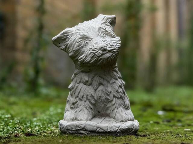 Yorkshire Terrier Concrete Statue Concrete Garden & Home Decoration Cement Dog Sculpture Outdoor Animal Ornament Stone Yorkie Figurine - image 1