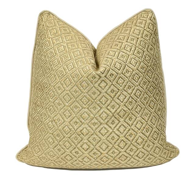 Antique Gold Diamond Chenille Pillow Cover - Astrella Geometric Design - image 1