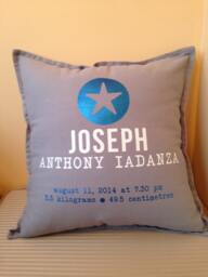 Custom Baby Boy Birth Announcement Pillow, Personalized Keepsake - thumbnail 1
