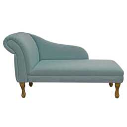 Sky Blue Linen Chaise Longue - Indoor Sofa Lounger Handmade in Britain - thumbnail 3