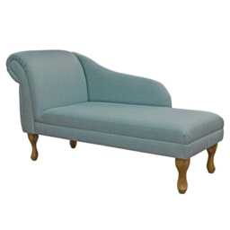 Sky Blue Linen Chaise Longue - Indoor Sofa Lounger Handmade in Britain - thumbnail 2