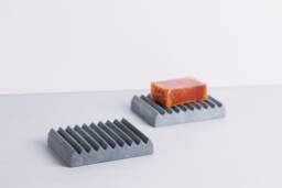 Vertical Ribbed Concrete Soap Dish, Modern Minimalist Tray, Geometric Bathroom Decor, Industrial Grey Holder, Architectural Design - thumbnail 1