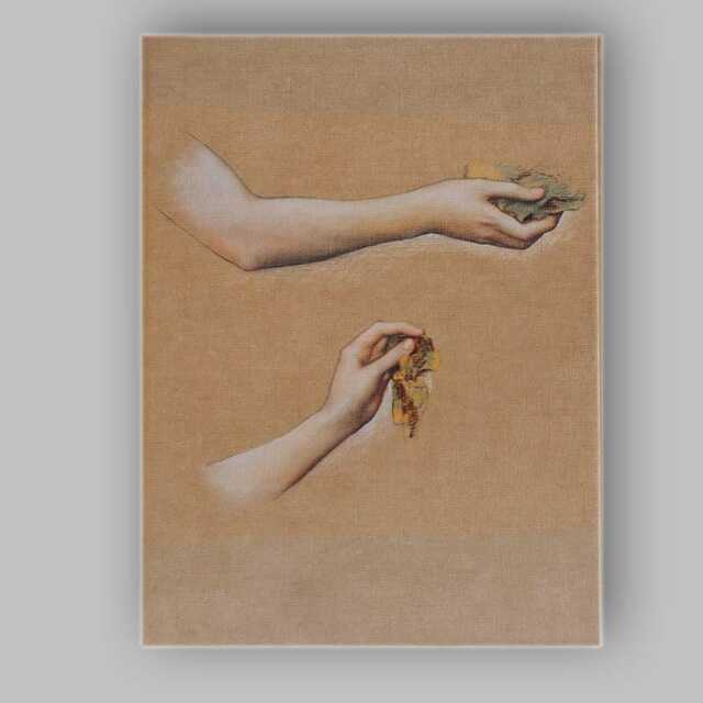 Botanical Hands Holding Autumn Leaves Contemporary Drawing Canvas Wall Art Print Decor Picture Ready To Hang - image 1