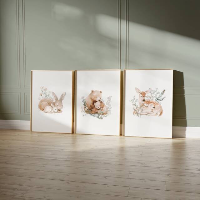 Woodland Nursery Prints Baby Room Decor, Wall Art Gift, Animal Kids Forest - image 1