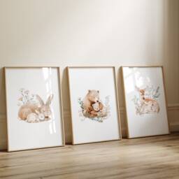 Woodland Nursery Prints Baby Room Decor, Wall Art Gift, Animal Kids Forest - thumbnail 2