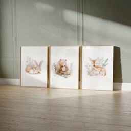 Woodland Nursery Prints Baby Room Decor, Wall Art Gift, Animal Kids Forest - thumbnail 1