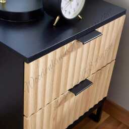 Modern Black Bedside Table With 2 Drawers, Wooden Nightstand For Bedroom - thumbnail 3