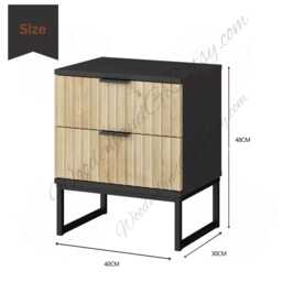 Modern Black Bedside Table With 2 Drawers, Wooden Nightstand For Bedroom - thumbnail 4