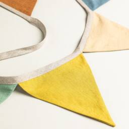Linen Bunting Banner - Gender Neutral Nursery Wall Hanging Kids Room Decor Baby Shower Garland Christening Party Decoration - thumbnail 2