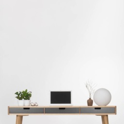 Heim - Computer Desk, Wood Desk With Black Drawers, Bureau, Mid Century Modern - thumbnail 3